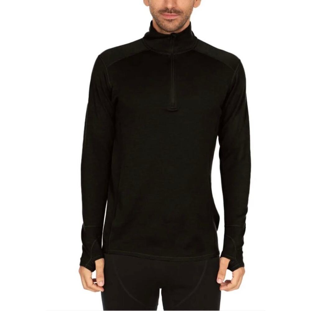 Minus33 Midweight 245 Quarter Zip Merino Wool Long Sleeve Top Black Medium Tall